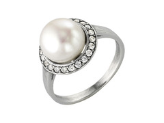 Серебряное кольцо Белый жемчуг 2336288